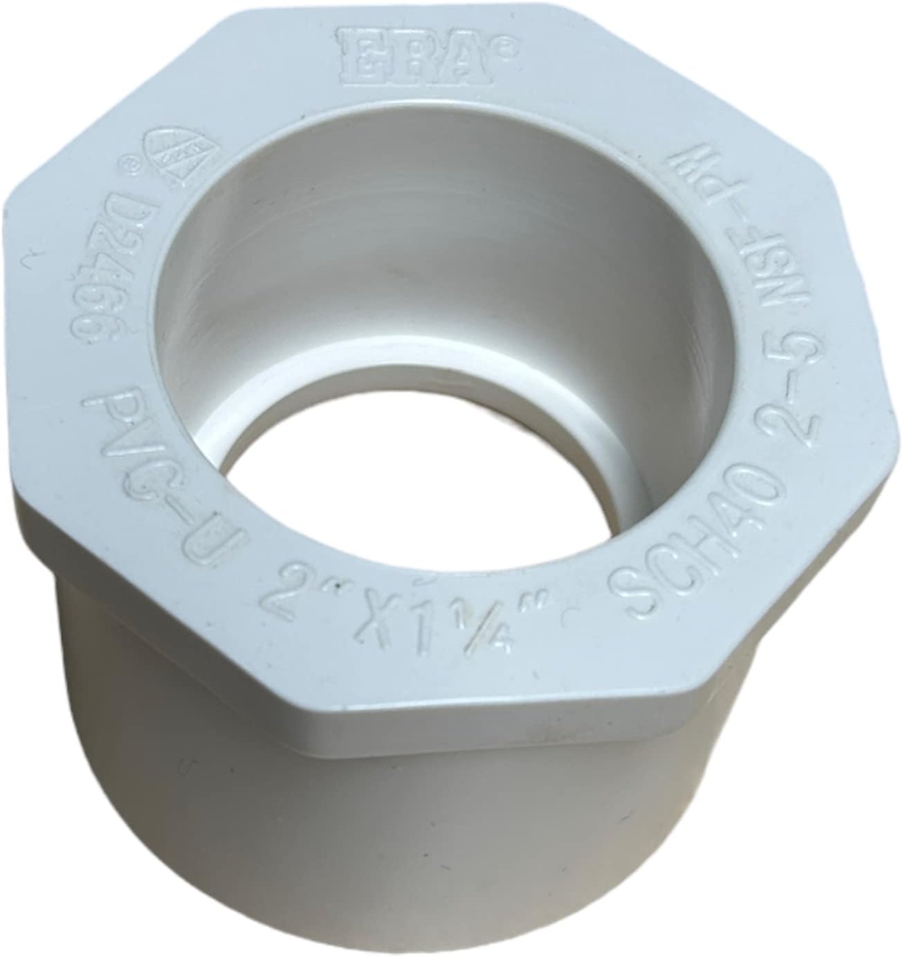 ERA Sch 40 PVC 2 Inch X 1-1/4 Inch Reducer Bushing, Slip X Socket, NSF Compliant