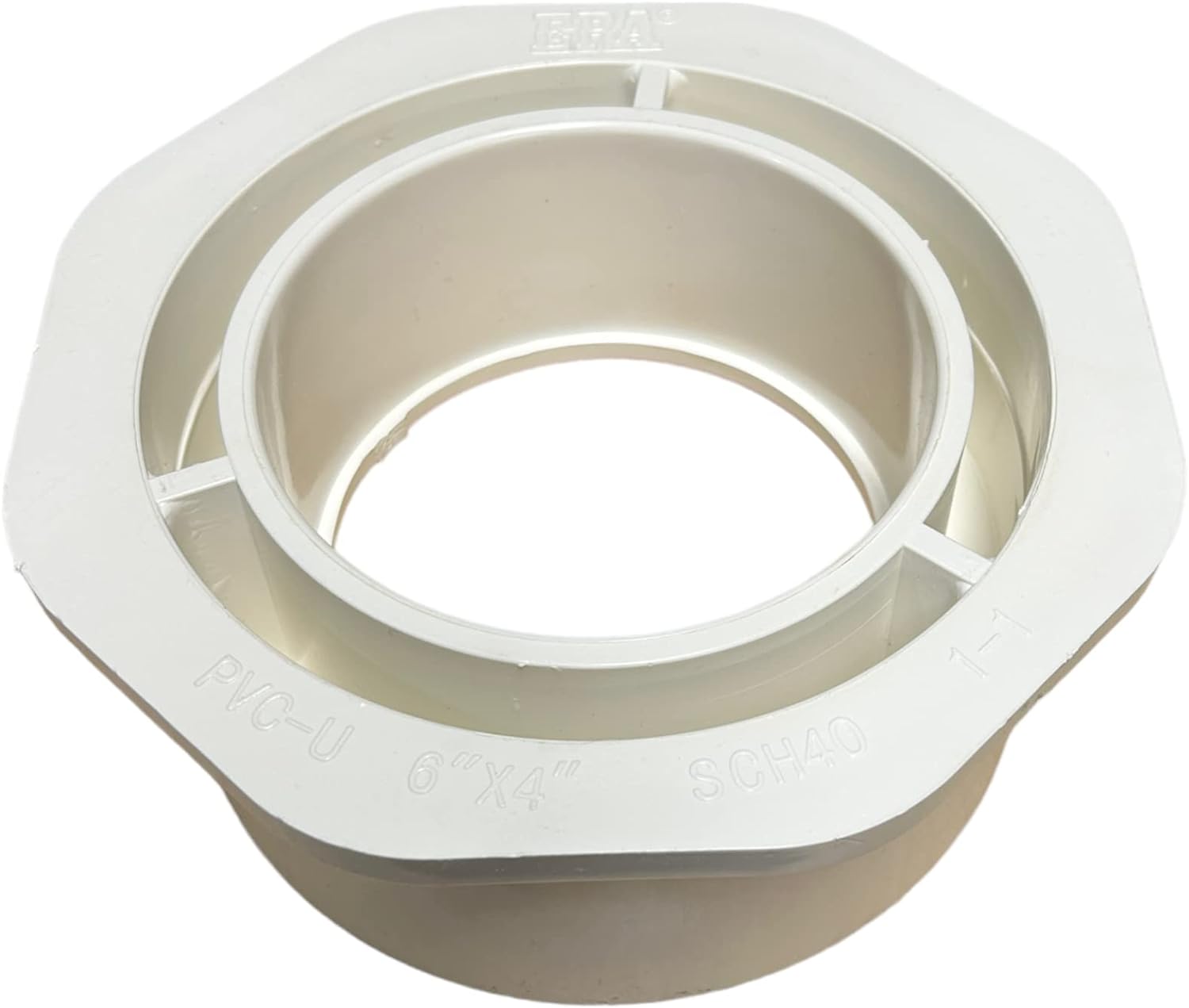 ERA Sch 40 PVC 6 Inch X 4 Inch Reducer Bushing, Slip X Socket, NSF Compliant