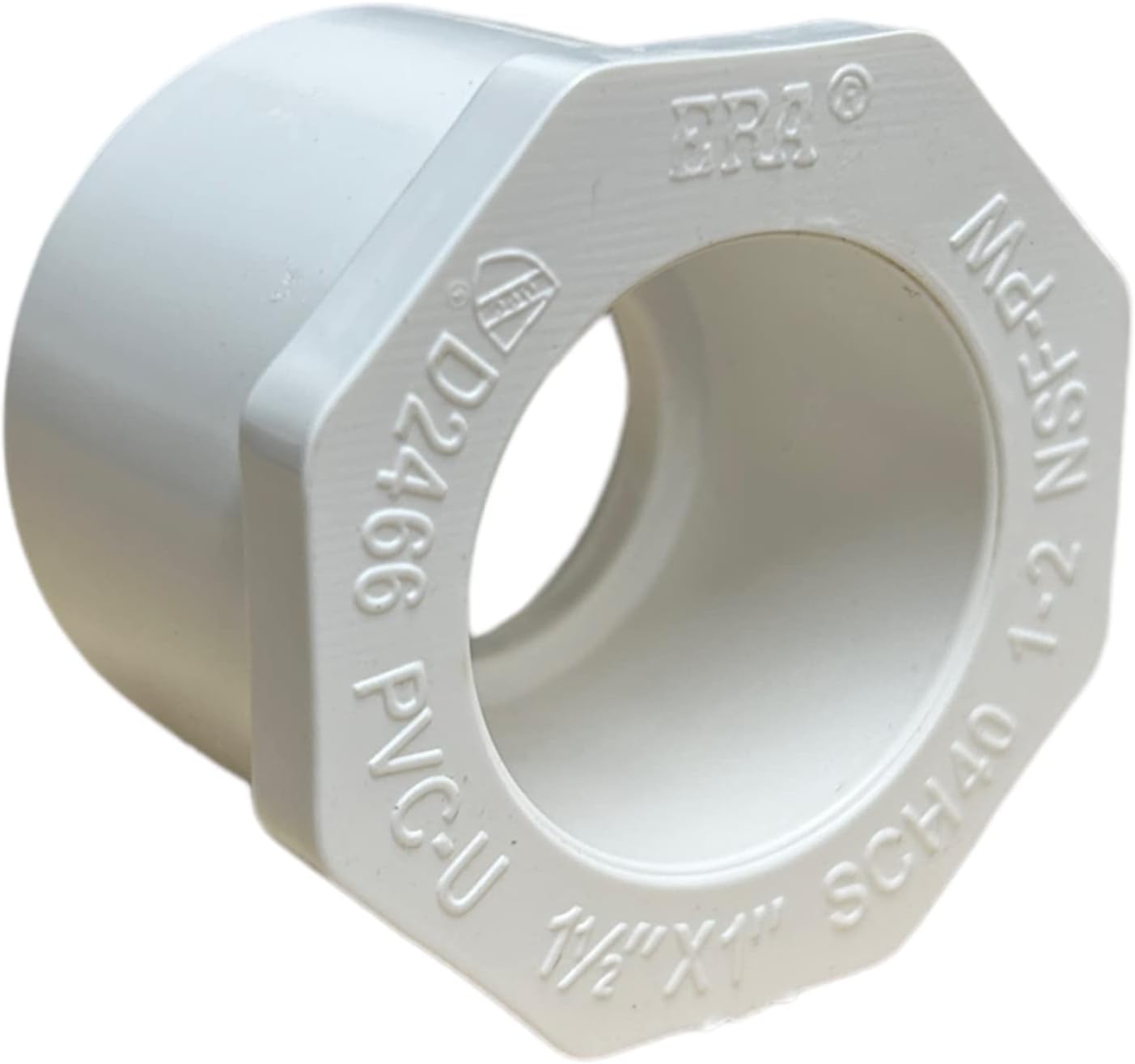 ERA Sch 40 PVC 1-1/2 Inch X 1 Inch Reducer Bushing, Slip X Socket, NSF Compliant