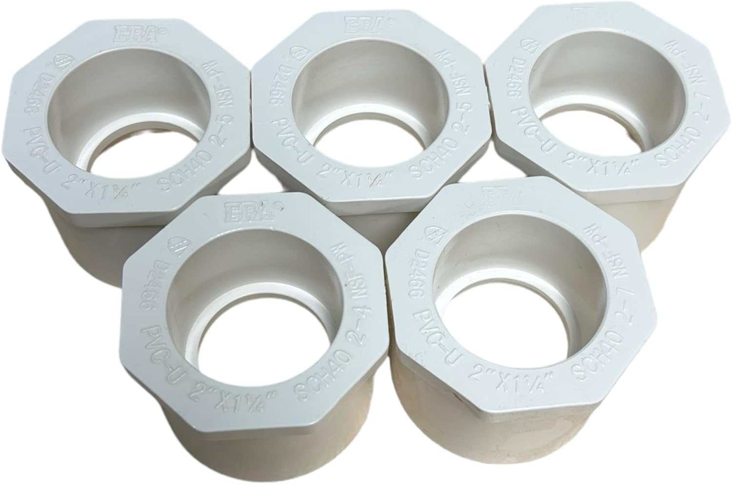 ERA Sch 40 PVC 2 Inch X 1-1/4 Inch Reducer Bushing, Slip X Socket, NSF Compliant