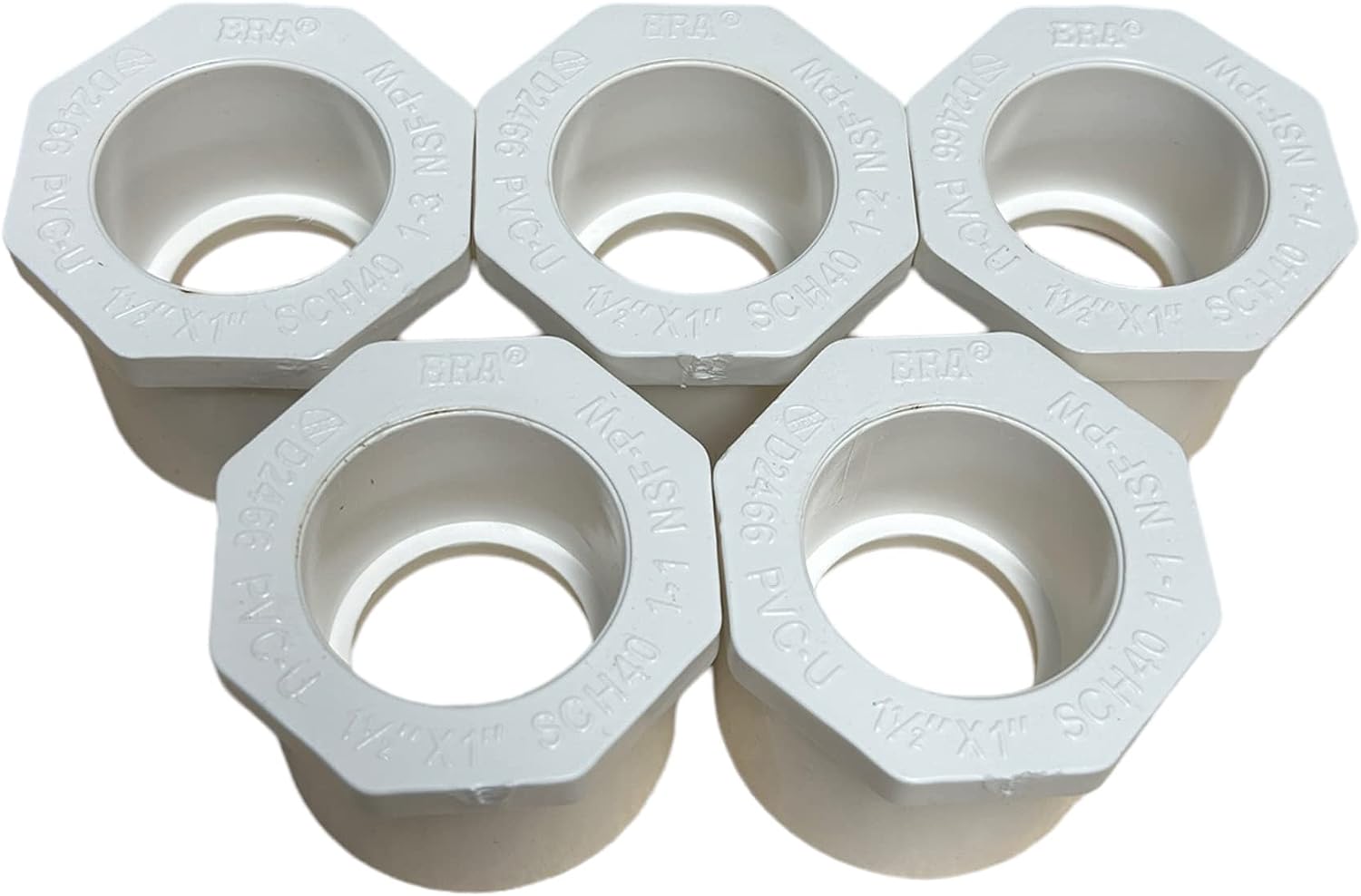 ERA Sch 40 PVC 1-1/2 Inch X 1 Inch Reducer Bushing, Slip X Socket, NSF Compliant