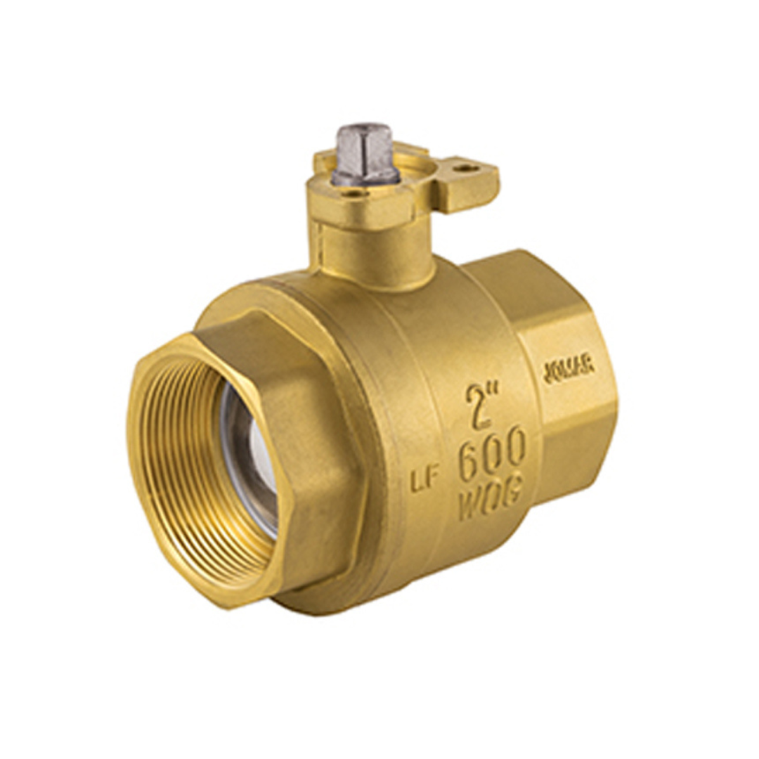 Jomar A101-2 2 Inch Lead Free Brass Direct Mount Ball Valve, 2 Piece, Full Port, Threaded Connection, Stainless Steel Trim, ISO Mounting Pad, 600 WOG
