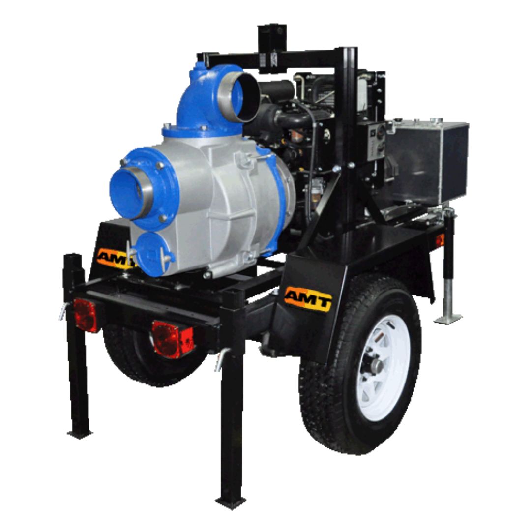 AMT 5586-H6 6 Inch Trash Pump, 23 HP, Honda V-Twin OHV, Skid Mounted