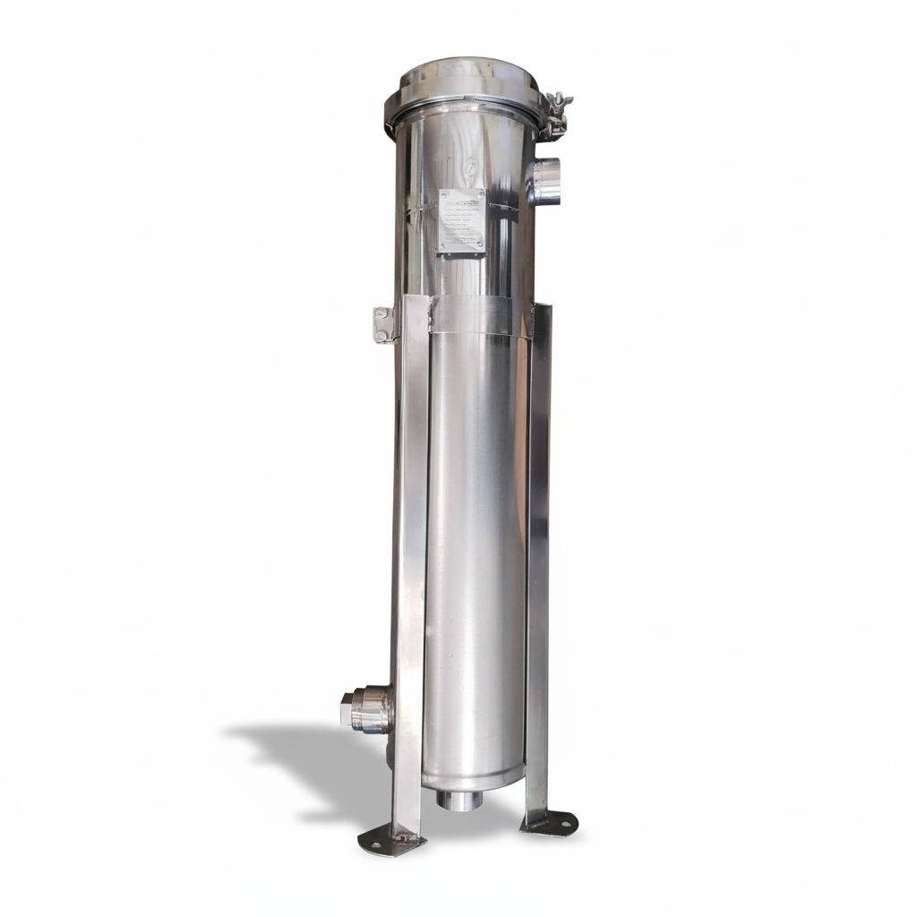 PRM #2 304 Stainless Steel Bag Filter Housing, 2 Inch NPT Inlet, Dual Side or Bottom 2 Inch NPT Outlet, 100 psi