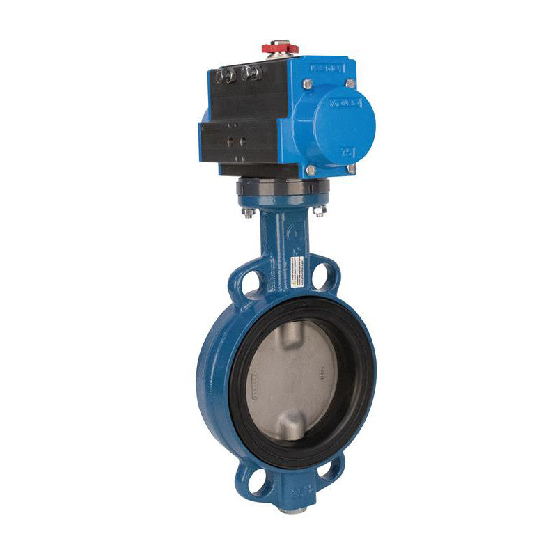 12 Inch Bonomi DAN500S Butterfly Valve, Wafer Style, Cast Iron Body, Stainless Steel Disc, EPDM Seat, Double Acting Pneumatic Actuator