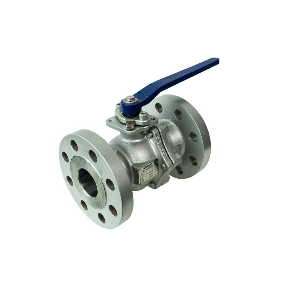 Jomar 600-233 8 Inch Carbon Steel Ball Valve 2 Piece, Full Port, Flanged Connection, Class 300, Stainless Steel Ball and Stem