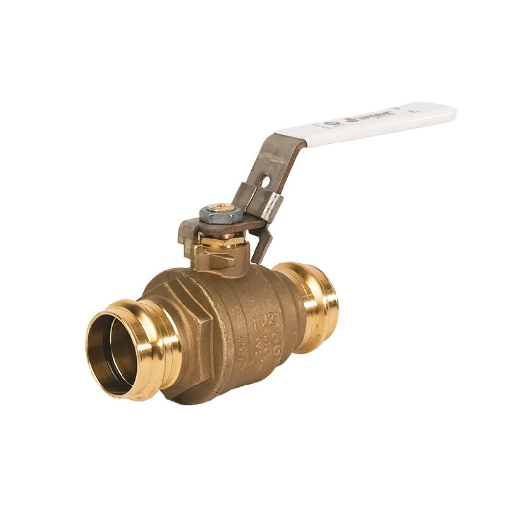 Jomar JP-100G-LH 2-Piece Full Port Press Connection Lead Free Brass Ball Valve with Locking Handle