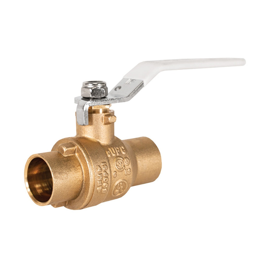 Jomar JF-100SG Series Lead Free Brass 2 Piece Full Port Solder Connection Ball Valve with Stainless Steel Trim