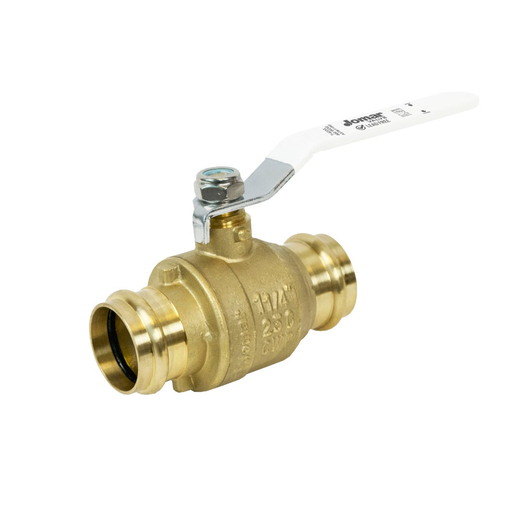 Jomar JP-150G Full Port Press Connection Lead Free Brass 2-Piece Ball Valve, 250 WOG