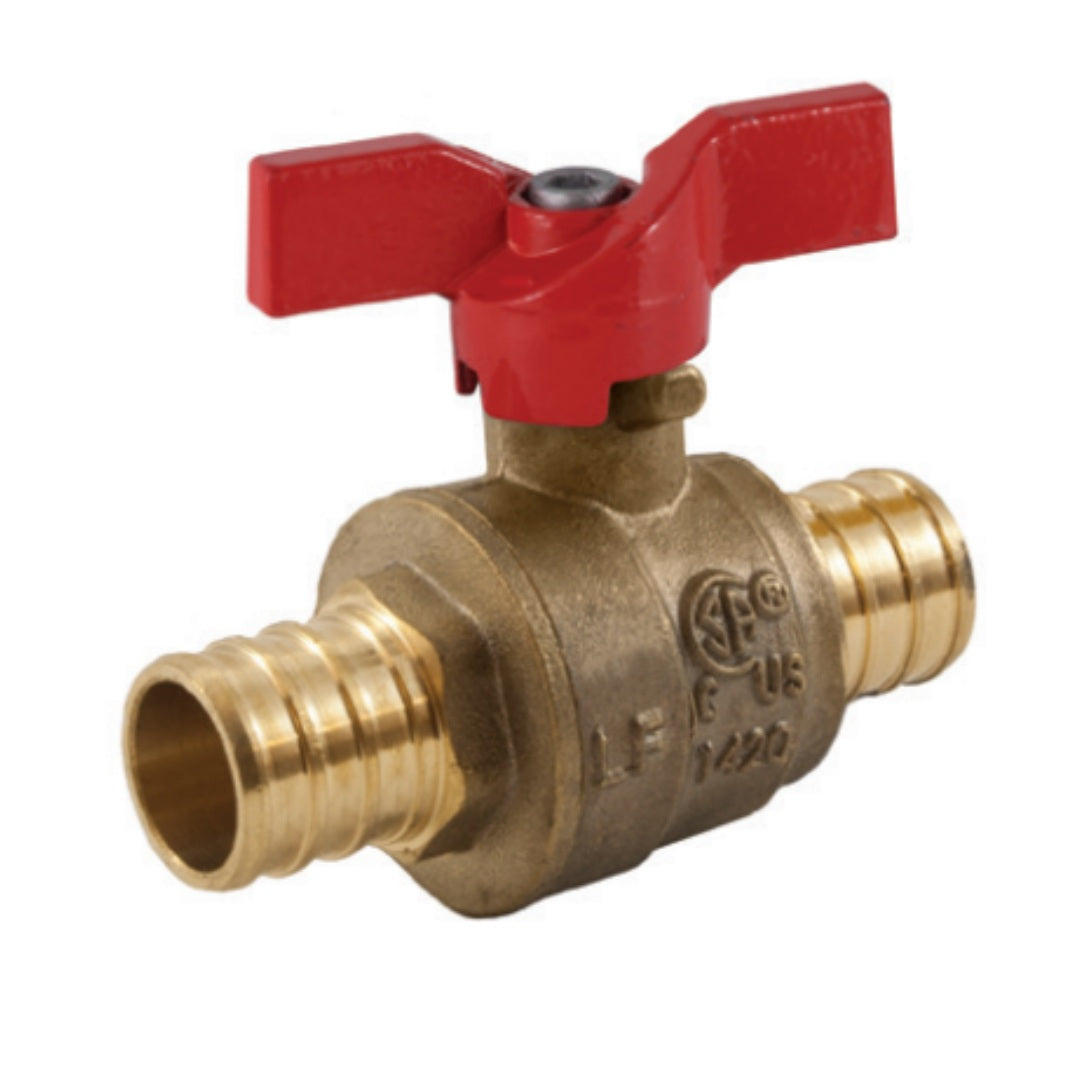 Jomar T-412G-TH Crimp Pex Connection 2-Piece Lead Free Brass Ball Valve with T-Handle