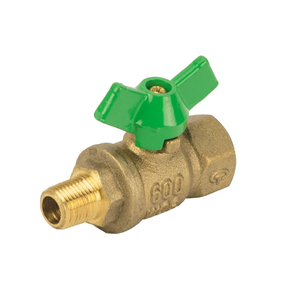 Jomar T-83CG FIP x MIP Connection Lead Free Brass 2-Piece Mini Ball Valve with T-Handle and Stainless Steel Trim