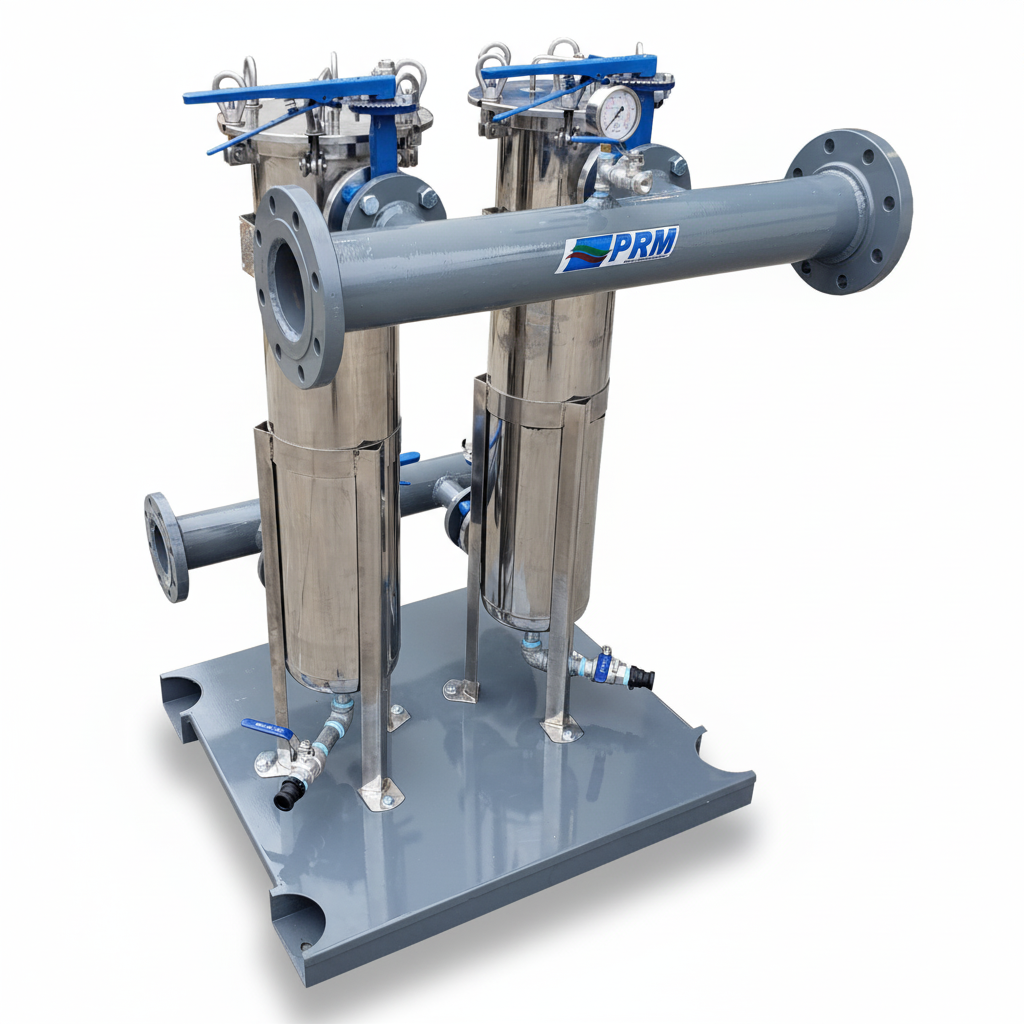 PRM #2 Size Dual Bag Filter Housing Skid, 4 Inch Flange In/Out; 150 psi