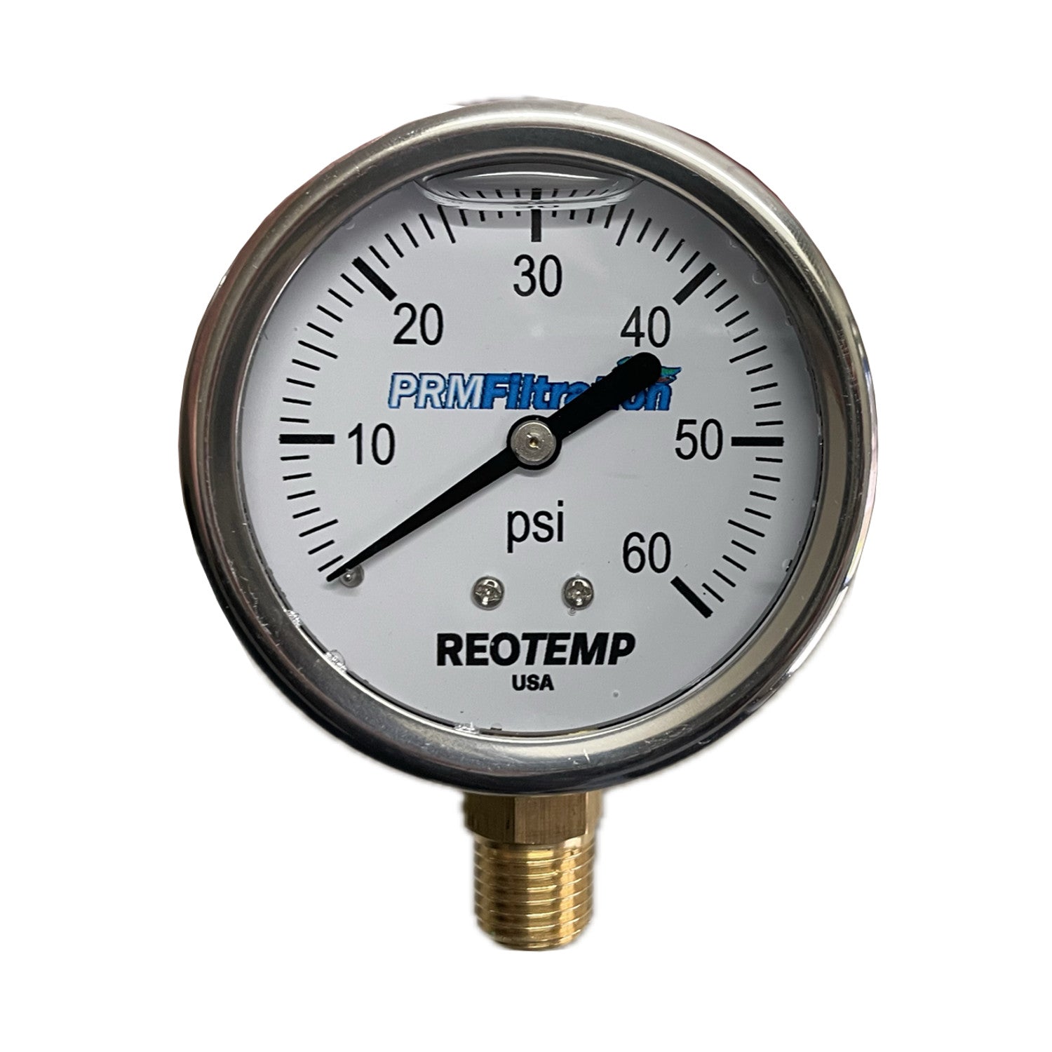 Premium 304 Stainless Steel Pressure Gauge with Brass Internals, 0-60 PSI, 2-1/2 Inch Dial, 1/4 Inch NPT Bottom Mount, Calibration Certificate Option
