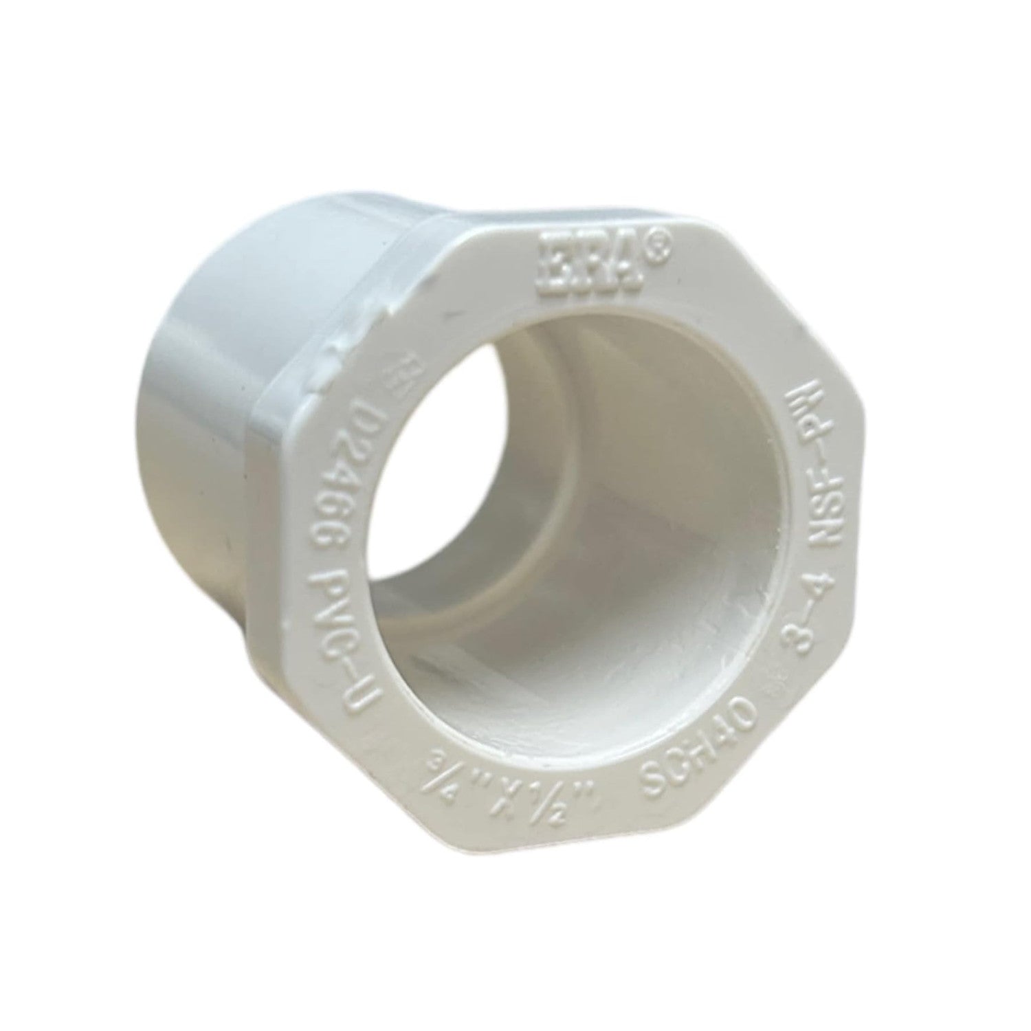ERA Sch 40 PVC 3/4 Inch X 1/2 Inch Reducer Bushing, Slip X Socket, NSF Compliant