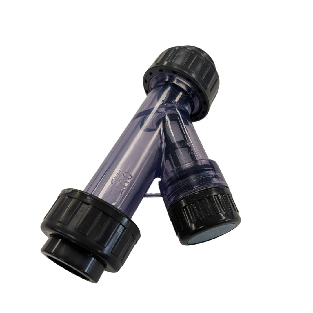 Sch 80 Clear PVC 3/4 Inch True Union Y Strainer with Socket Ends