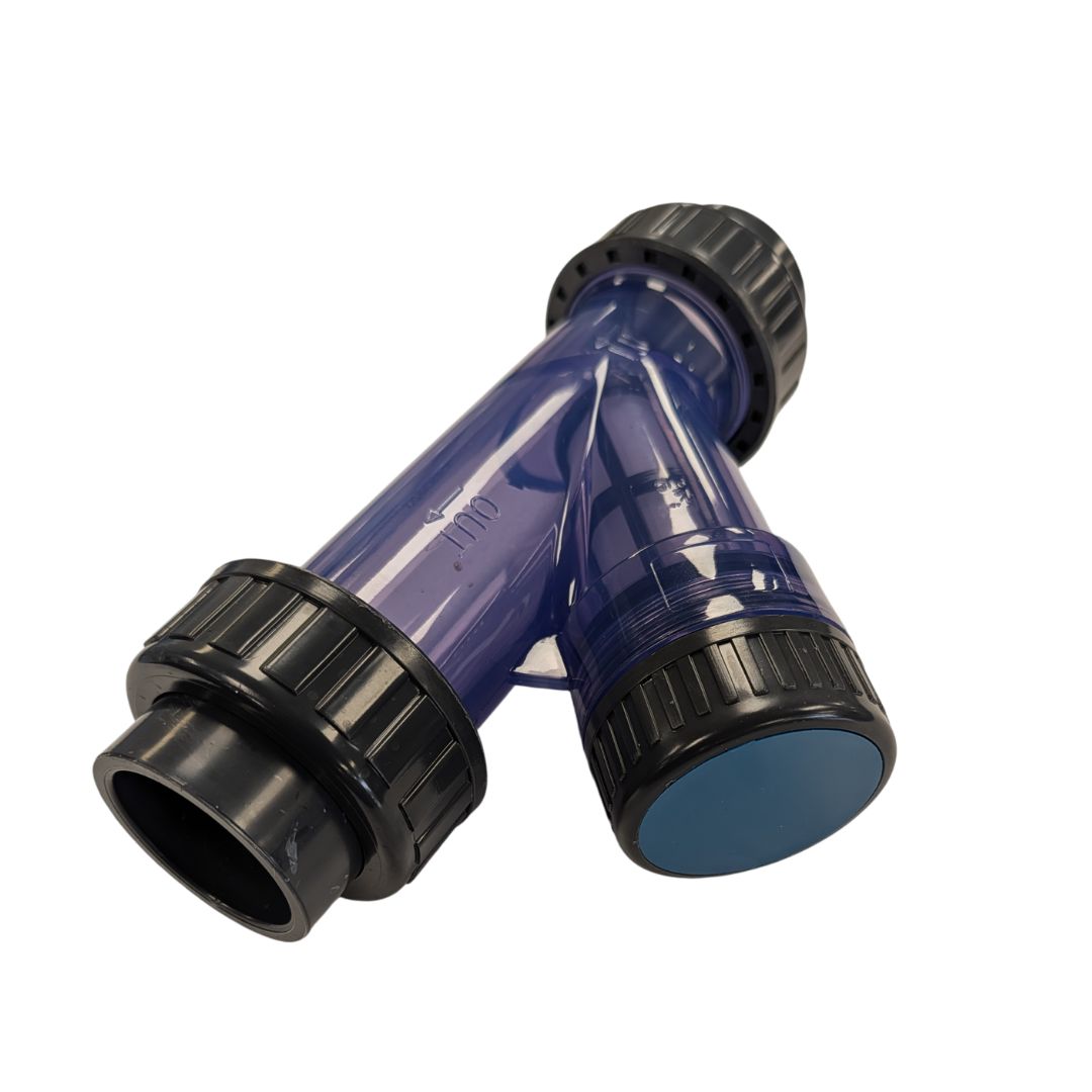 Sch 80 Clear PVC 1-1/2 Inch True Union Y Strainer with Socket Ends