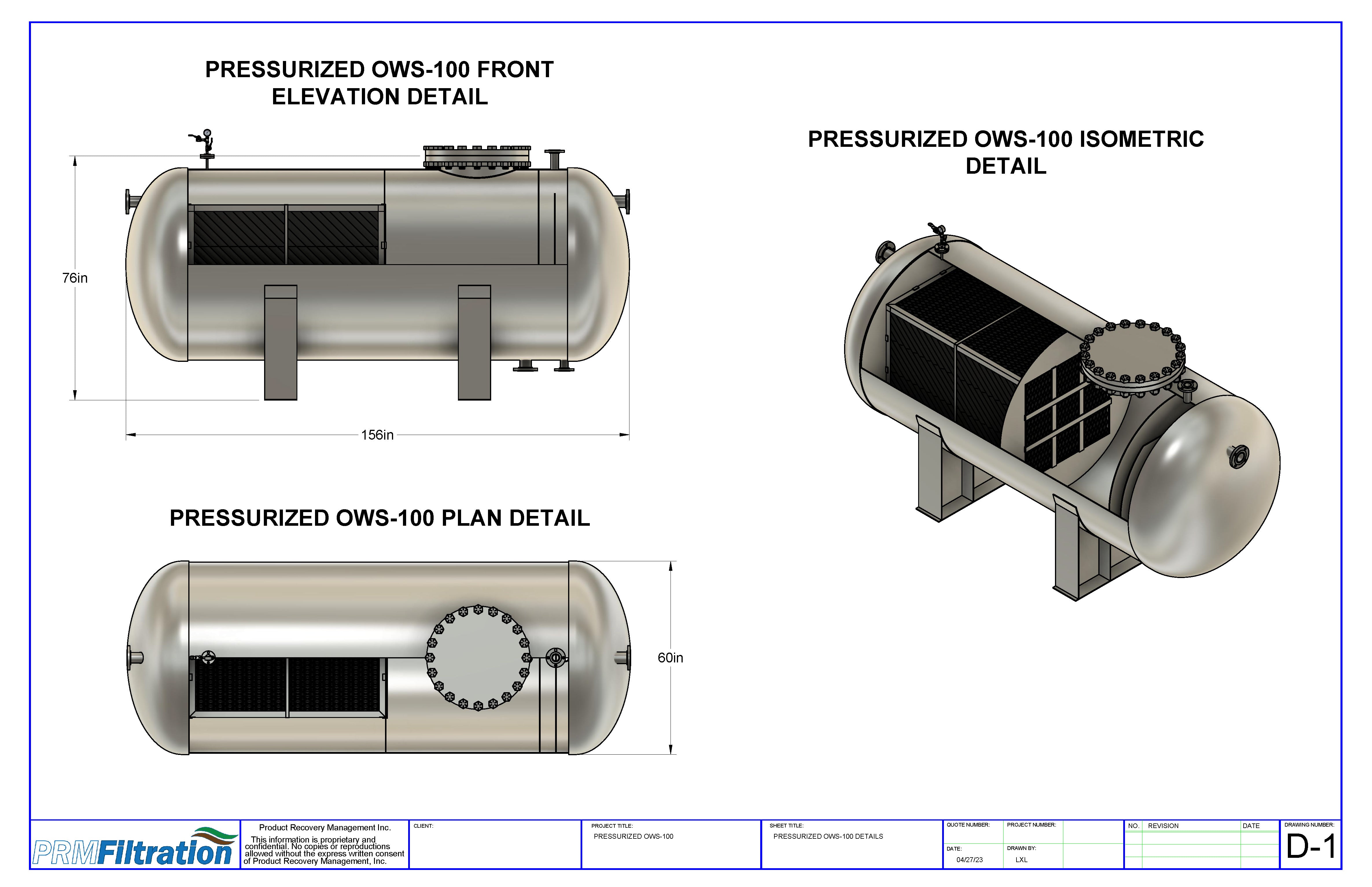 PRM OWS-100 DNAPL Pressurized Oil Water Separator for DNAPL, LNAPL Applications