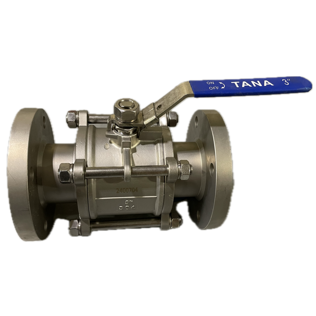 3 Inch Flanged Stainless Steel 3 Piece Full Port Ball Valve, 150# Flange