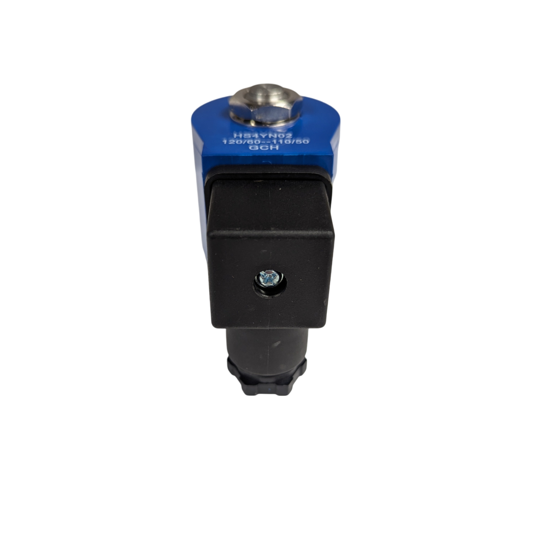 1/4 Inch F303 Stainless Steel Solenoid Valve with Dupont Kalrez Seals for Ozone Use, 200 psi, 110V, DIN Connector, Normally Closed