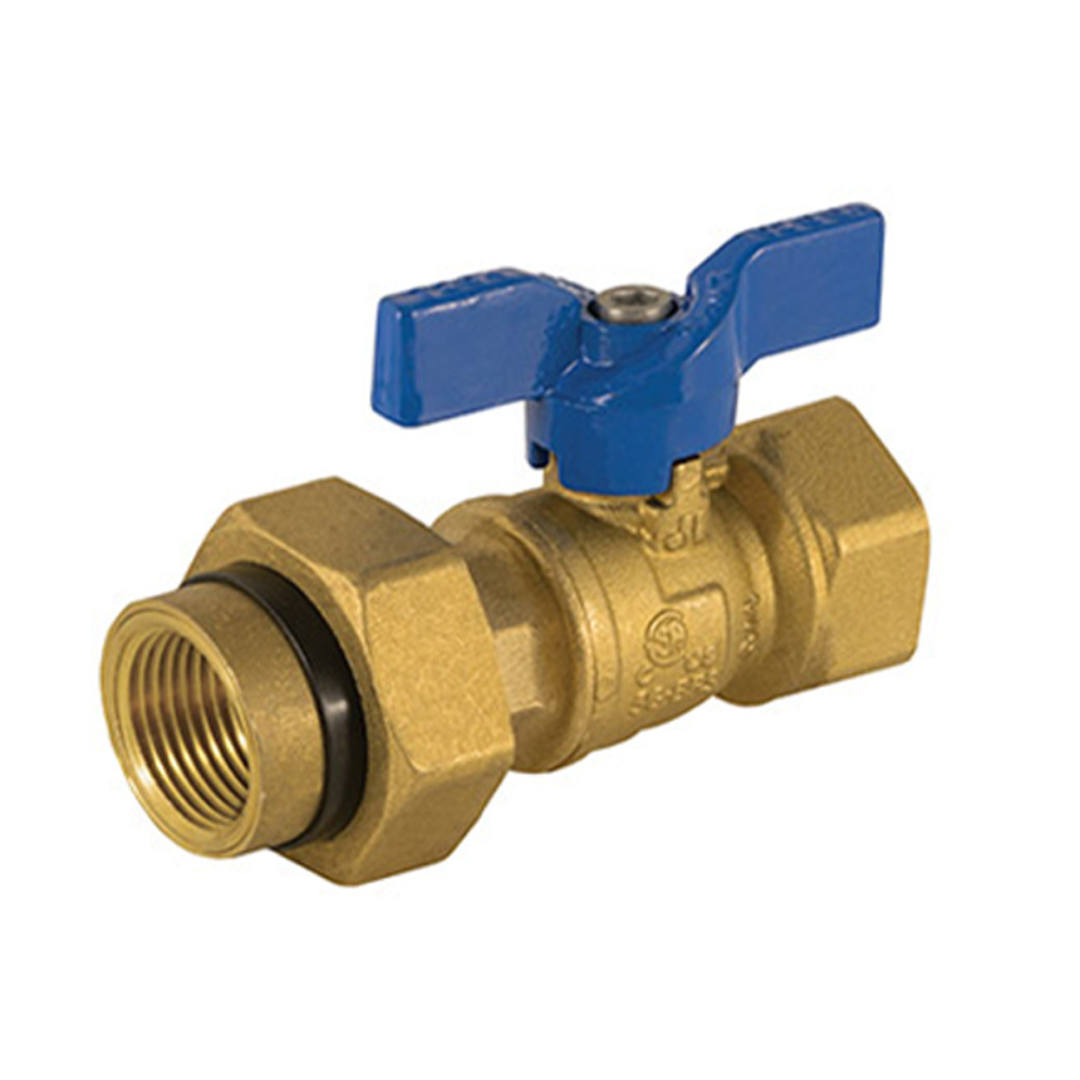 Jomar 101-404DU 3/4 Inch FIP x 3/4 Inch FIP 2 Piece Gas Ball Valve, Integrated Dielectric Union End, 600 WOG - Carton of 8