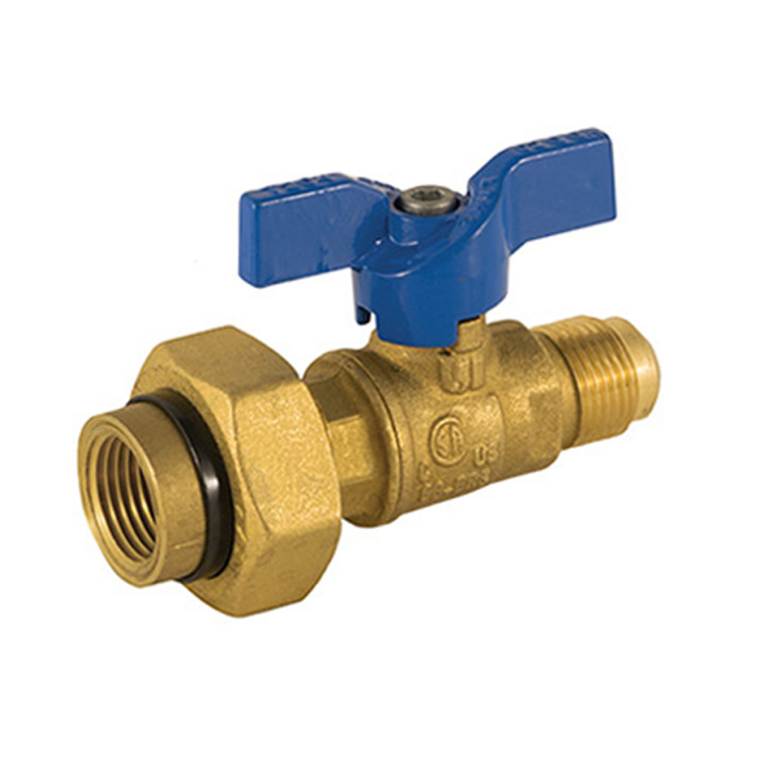 Jomar 101-513DU 1/2 Inch FIP x 1/2 Inch FL 2 Piece Gas Ball Valve, Integrated Dielectric Union End, 600 WOG - Carton of 8