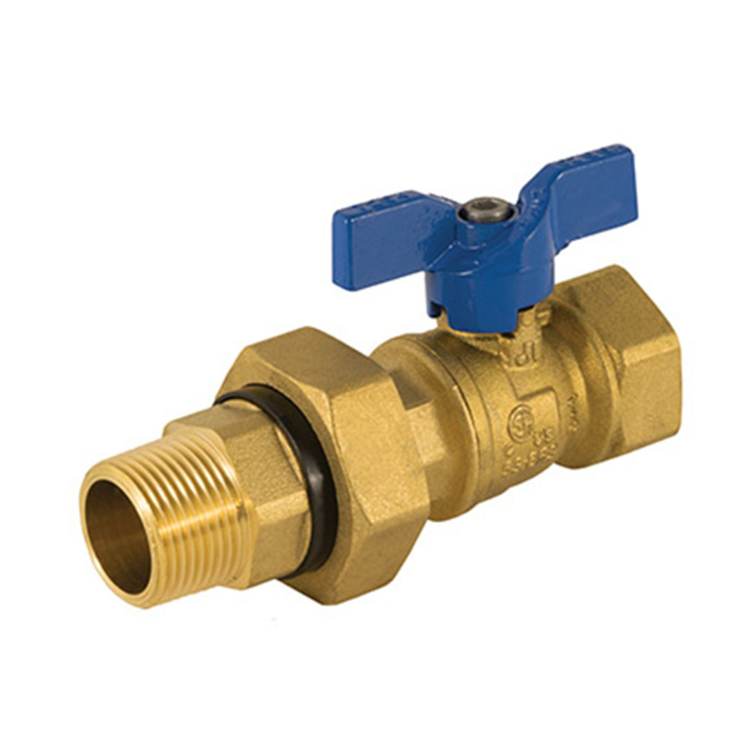 Jomar 101-804DU 3/4 Inch MIP x 3/4 Inch FIP 2 Piece Gas Ball Valve, Integrated Dielectric Union End, 600 WOG - Carton of 8