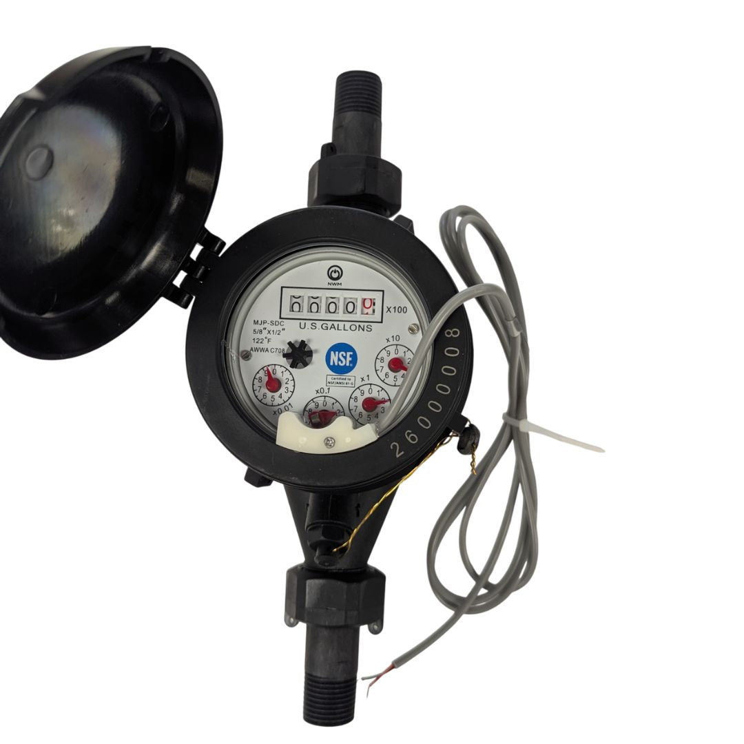 PRM 1/2 Inch NSF Certified Water Meter, Top View, cover open