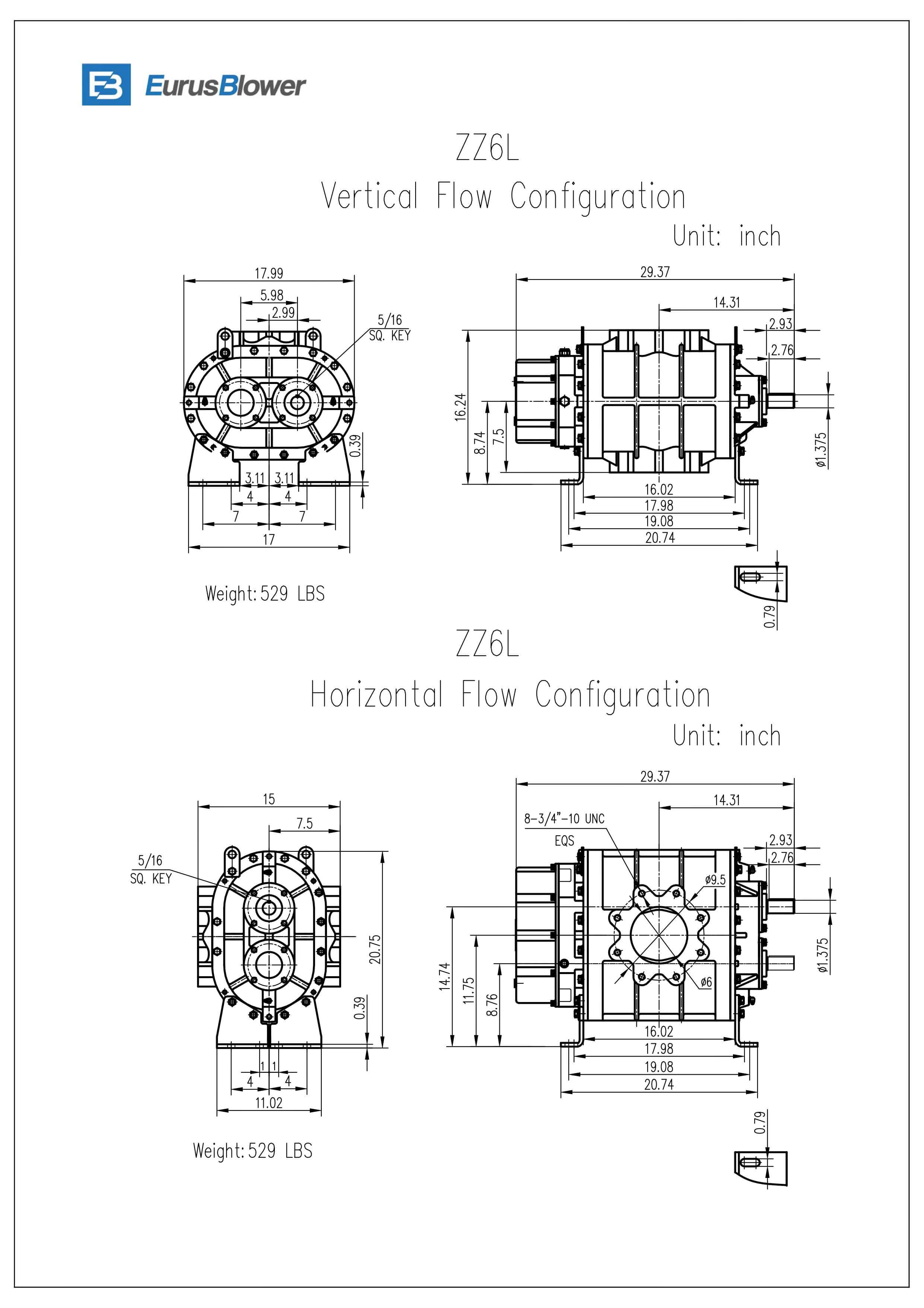 Eurus ZZ6L Positive Displacement Blower