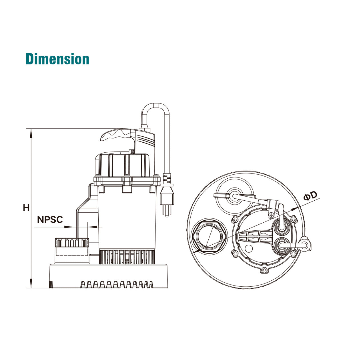 PRM Automatic Submersible Utility Pump, 1/3 HP, 115V, UL Listed