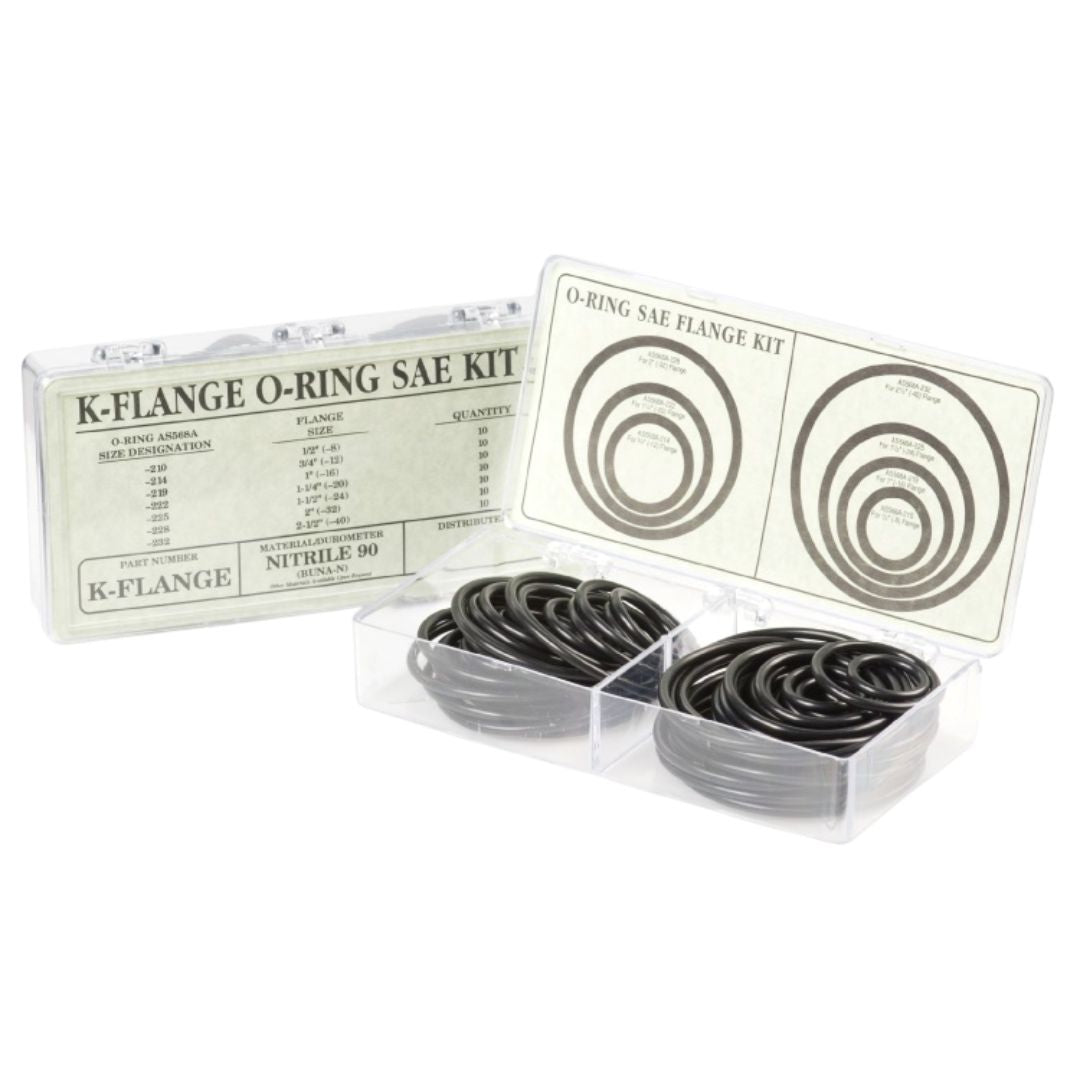 Global O-Ring K-Flange O-Ring Assortment Kit - Nitrile (Buna-N) 90 Durometer - 70 Pieces (7 Sizes)
