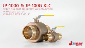 Jomar JP-100G & JP-100G-XLC Lead Free Brass 2-Piece Ball Valves with Full Port Press/Press XLC Connections, 250 WOG