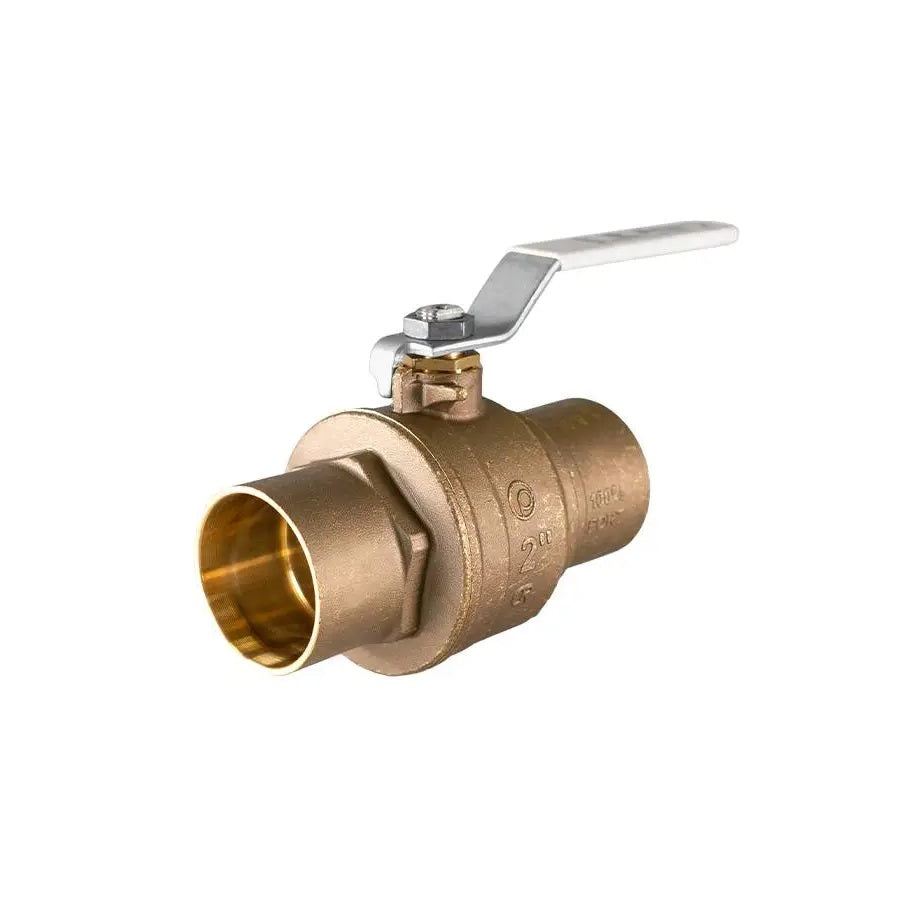Jomar S-100CSSG Full Port Solder Connection Lead Free Brass 2-Piece Ball Valve with Stainless Steel Trim, 600 WOG