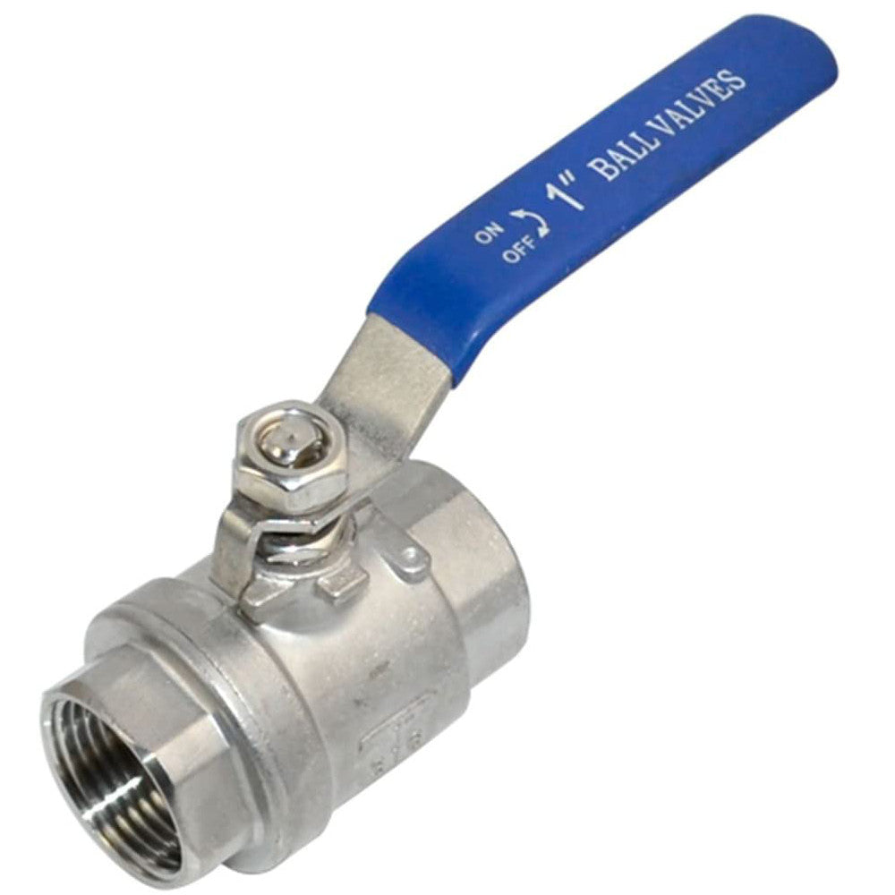 TJ Valve 1 Inch Full Port Ball Valve Stainless Steel 316 Heavy Duty for Water, Oil, and Gas with Blue Vinyl Handle (1" NPT)