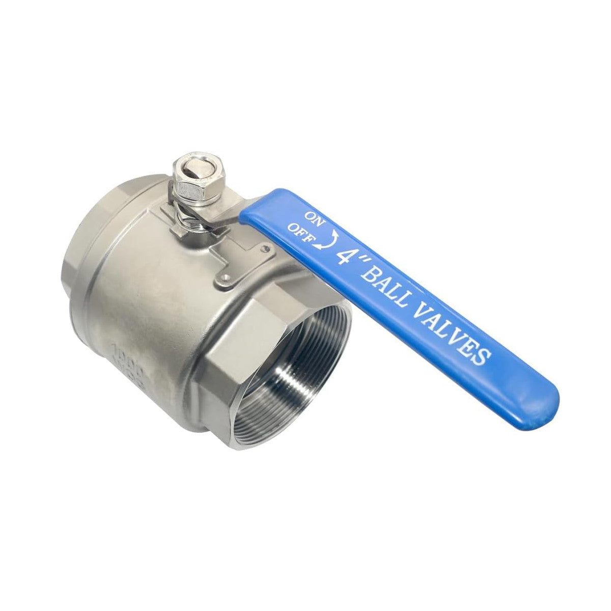 TANA 4 Inch Full Port Ball Valve Stainless Steel 304 Heavy Duty for Water, Oil, and Gas with Blue Vinyl Handle (4" NPT)