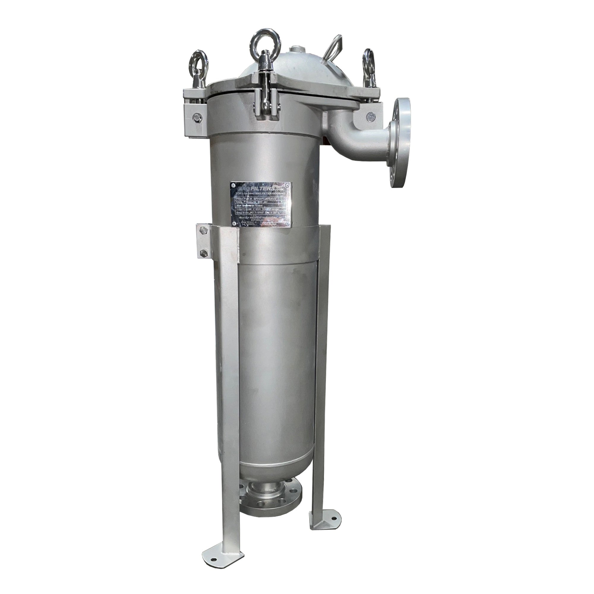 PRM #2 304 Stainless Steel Top Loading Bag Filter Housing, 2 Inch Flange In/Out, 250 psi