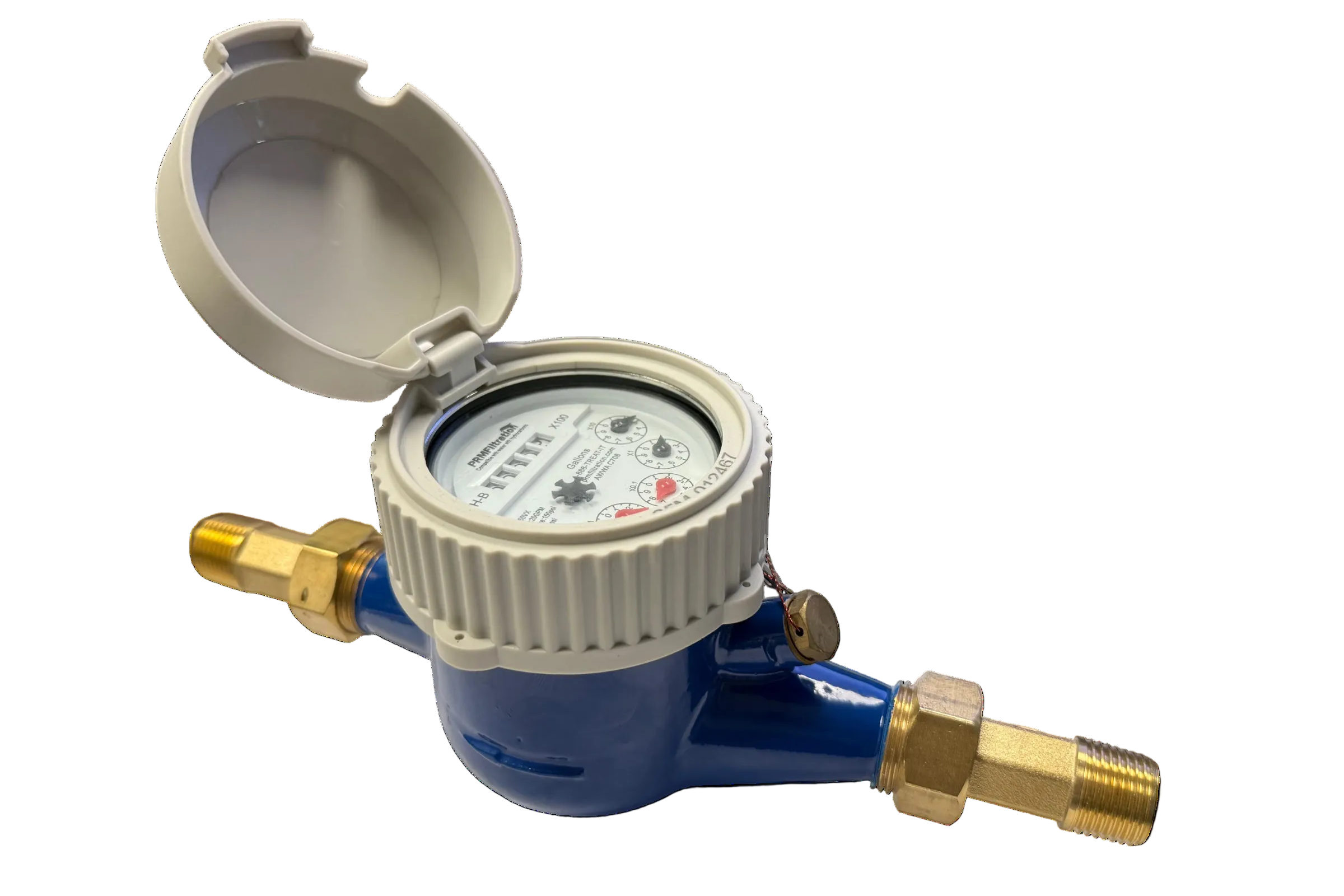 PRM 1/2 Inch Multi-Jet Brass Totalizing Water Meter