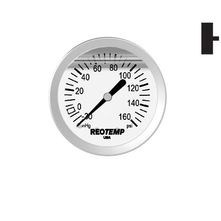 Premium 304 Stainless Steel Compound Gauge with Brass Internals, -30 inHg/0/160 PSI, 2-1/2 Inch Dial, 1/4 inch NPT Back Mount