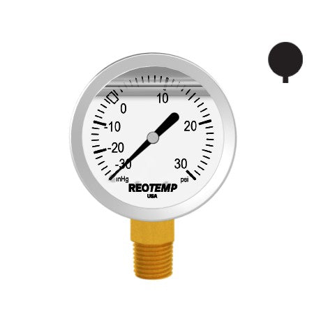 Premium 304 Stainless Steel Compound Gauge with Brass Internals, -30 inHg/0/30 PSI, 2-1/2 Inch Dial, 1/4 inch NPT Bottom Mount