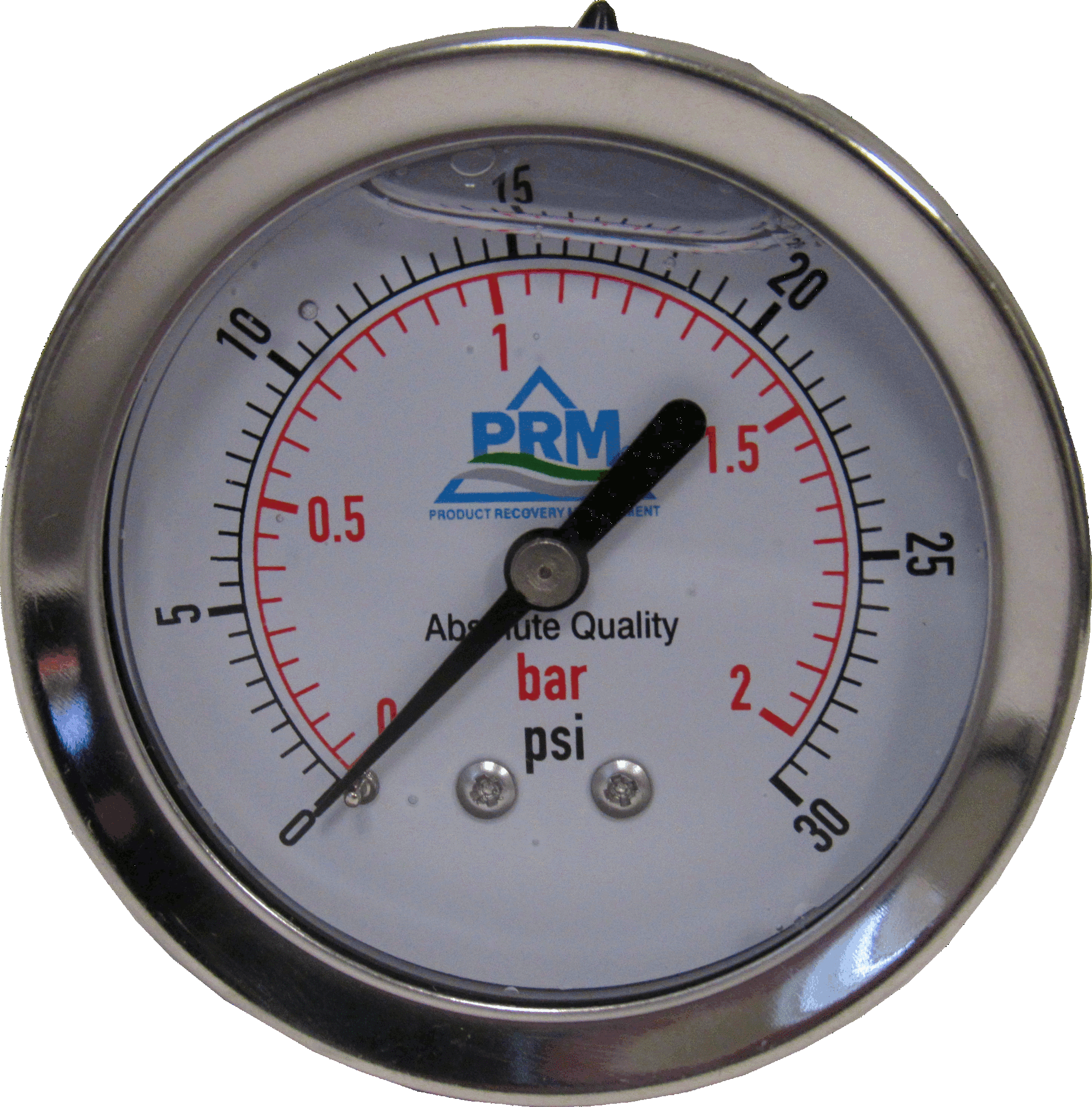 PRM 304 Stainless Steel Pressure Gauge with Stainless Steel Internals, 0-30 PSI, 2-1/2 Inch Dial, 1/4 Inch NPT Back Mount