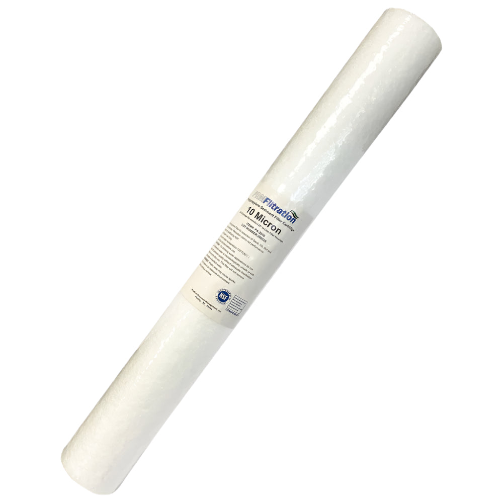 PRMFiltration PA2010 20 Inch x 2.5 Inch 10 Micron Spun Polypropylene Sediment Filter Cartridges, NSF Certified