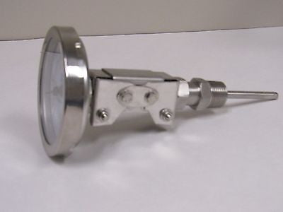 PRM Temperature Gauge, 32-400°F / 0-200°C, 3 Inch Dial, 304 Stainless Steel Case & Stem, 1/2 Inch NPT Multi Angle Connection