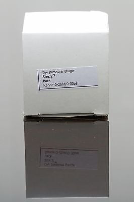 PRM Steel Case Pressure Gauge with Brass Internals, 0-30 PSI, 2 Inch Dial, 1/4 Inch NPT Back Mount