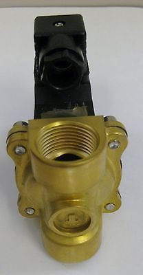 Solenoid Valve, 3/4 Inch NPT, Brass Body, 120 VAC Coil, Viton Seal