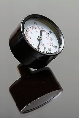 PRM Steel Case Pressure Gauge with Brass Internals, 0-100 PSI, 2 Inch Dial, 1/4 Inch NPT Back Mount