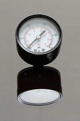 PRM Steel Case Pressure Gauge with Brass Internals, 0-100 PSI, 2 Inch Dial, 1/4 Inch NPT Back Mount