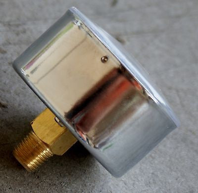 PRM Chrome Case Pressure Gauge with Brass Internals, 0-60"WC, 2-1/2 Inch Dial, 1/4 Inch NPT Back Mount
