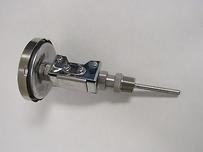 PRM Temperature Gauge, 32-400°F / 0-200°C, 3 Inch Dial, 304 Stainless Steel Case & Stem, 1/2 Inch NPT Multi Angle Connection