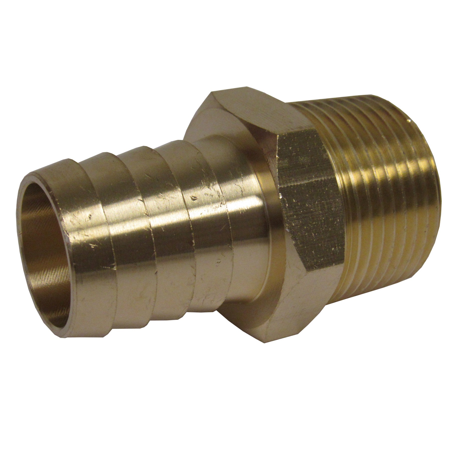 BRASS HOSE BARBS - STRAIGHT FITTING ADAPTERS, MALE NPT X HOSE BARB - 1/2 INCH