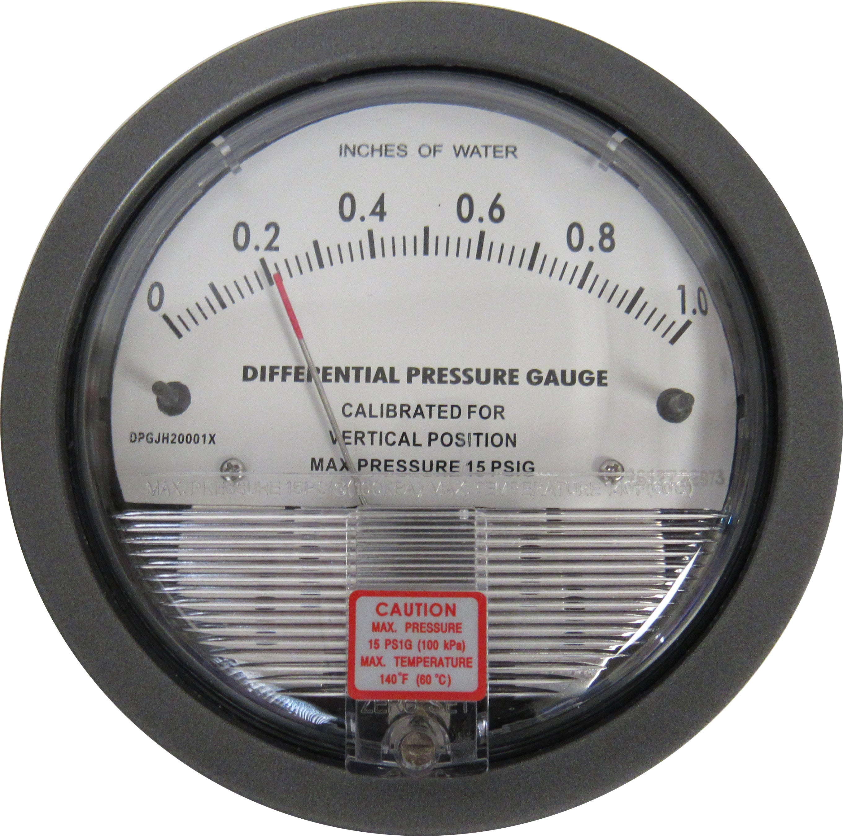 Differential Pressure Gauge, 0-1 Inches of Water