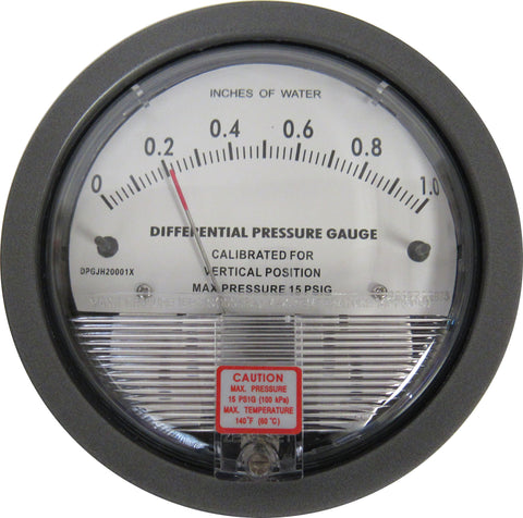 Differential Pressure Gauge, 0-1 Inches of Water
